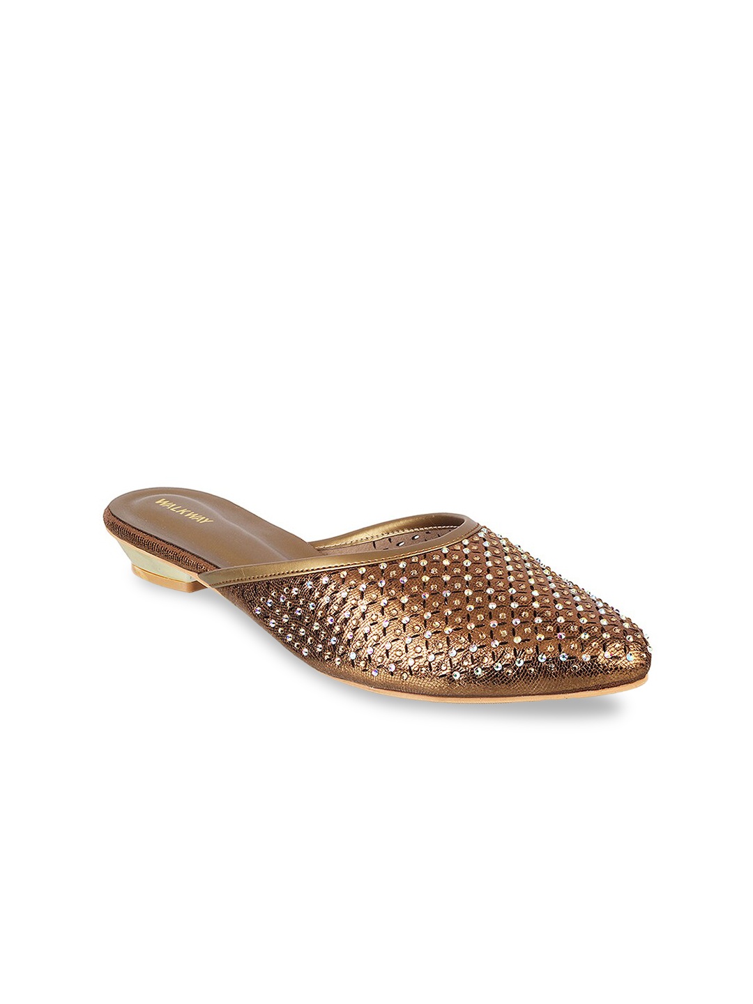 

WALKWAY by Metro Women Gold-Toned Embellished Mules