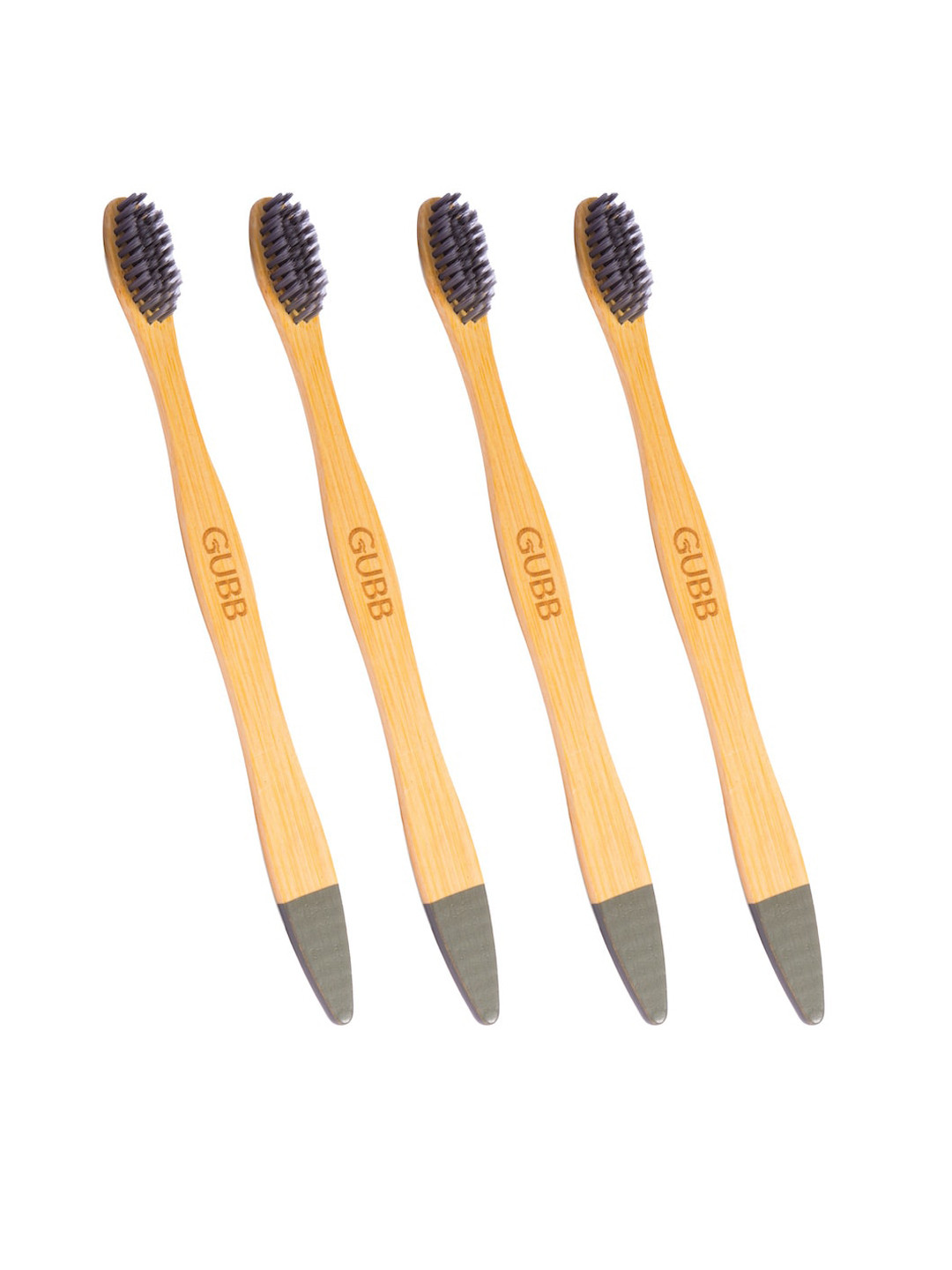 

GUBB Pack of 4 Black & Beige Bamboo Toothbrush