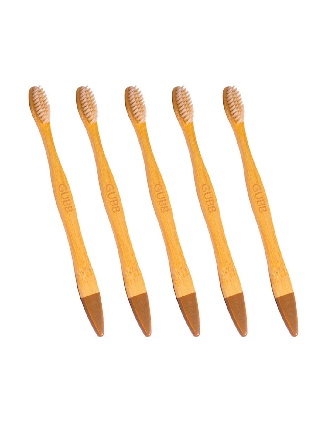 

GUBB Set Of 5 Brown Solid Organic Bamboo Tooth Brushes