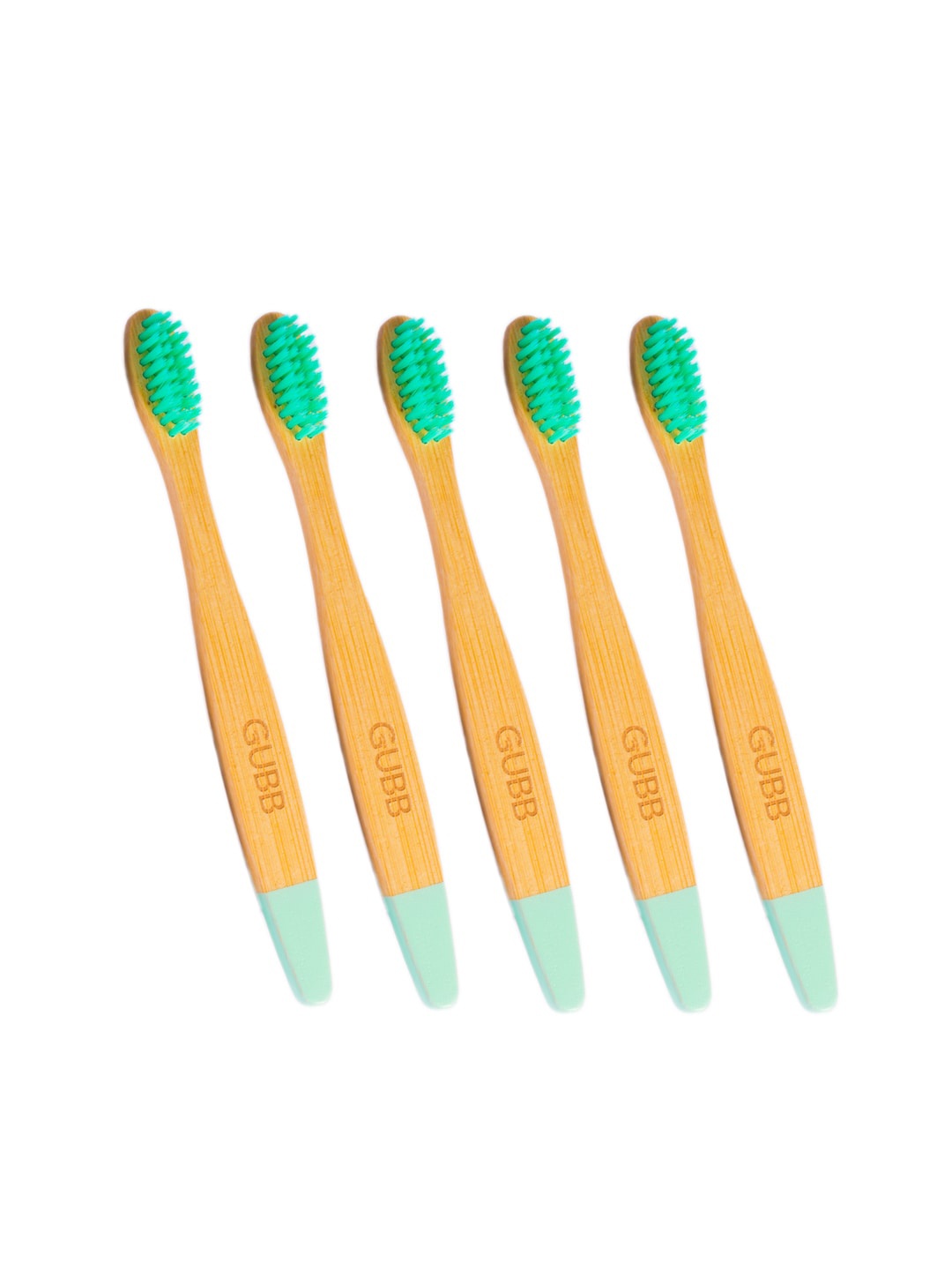 

GUBB Set Of 5 Green Solid Organic Bamboo Tooth Brushes