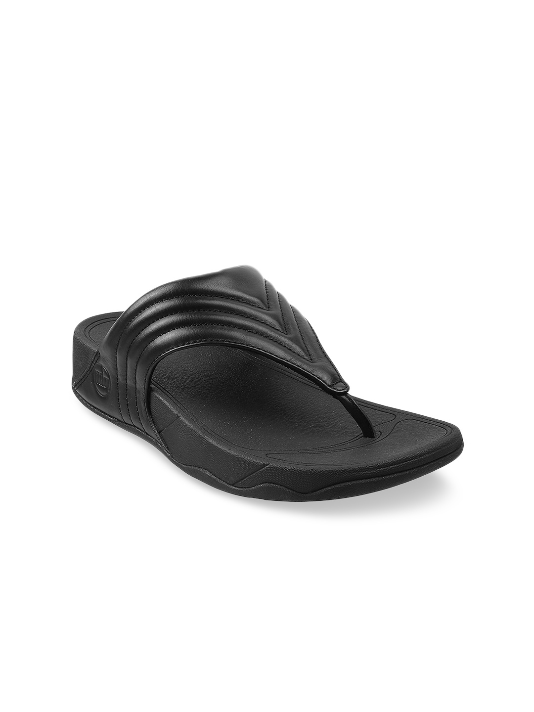 

fitflop Black Leather Wedge Sandals