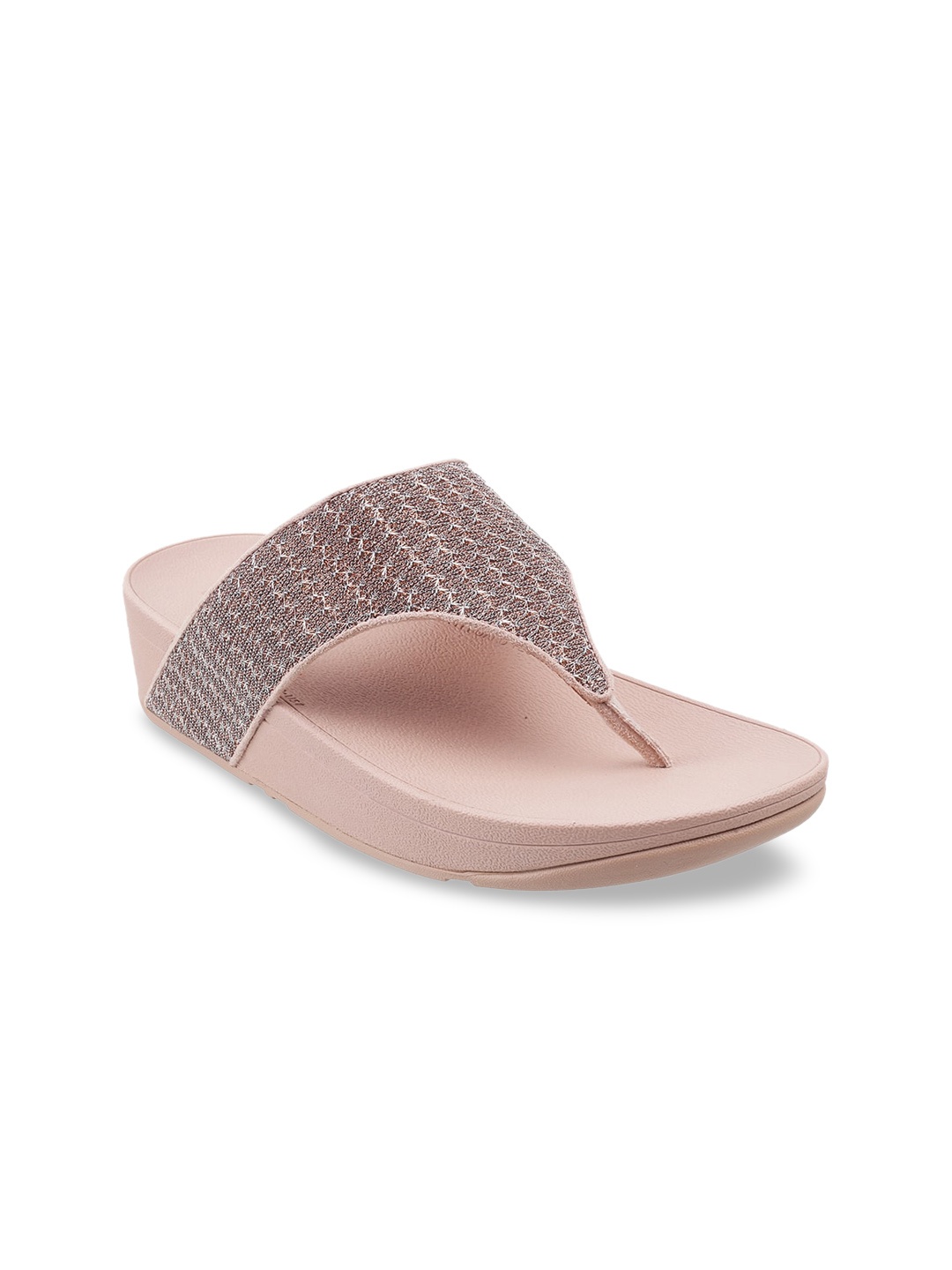 

fitflop Beige & Silver-Toned Embellished Casual Flatform Sandals