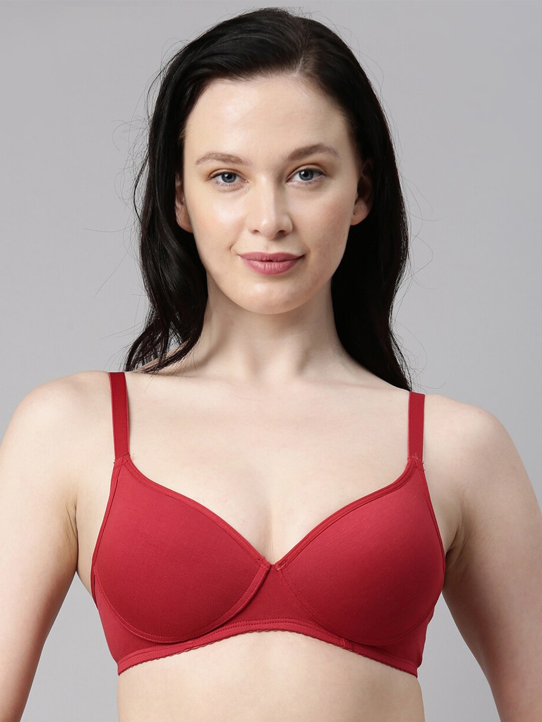 

Enamor Red Non-Wired Padded Medium Coverage Tshirt Bra A042