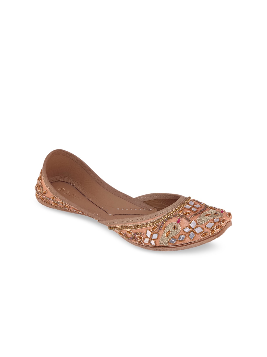 

Fulkari Women Peach-Coloured Ethnic Mojaris Flats