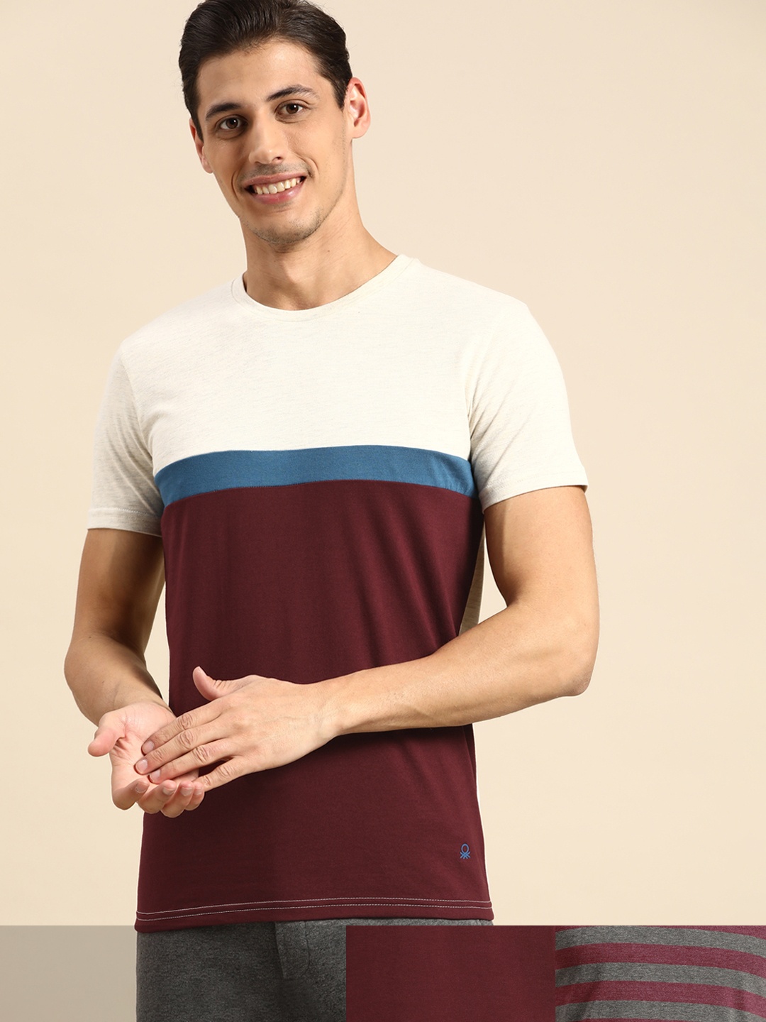 

United Colors of Benetton Men Pack of 3 T-shirts, Maroon