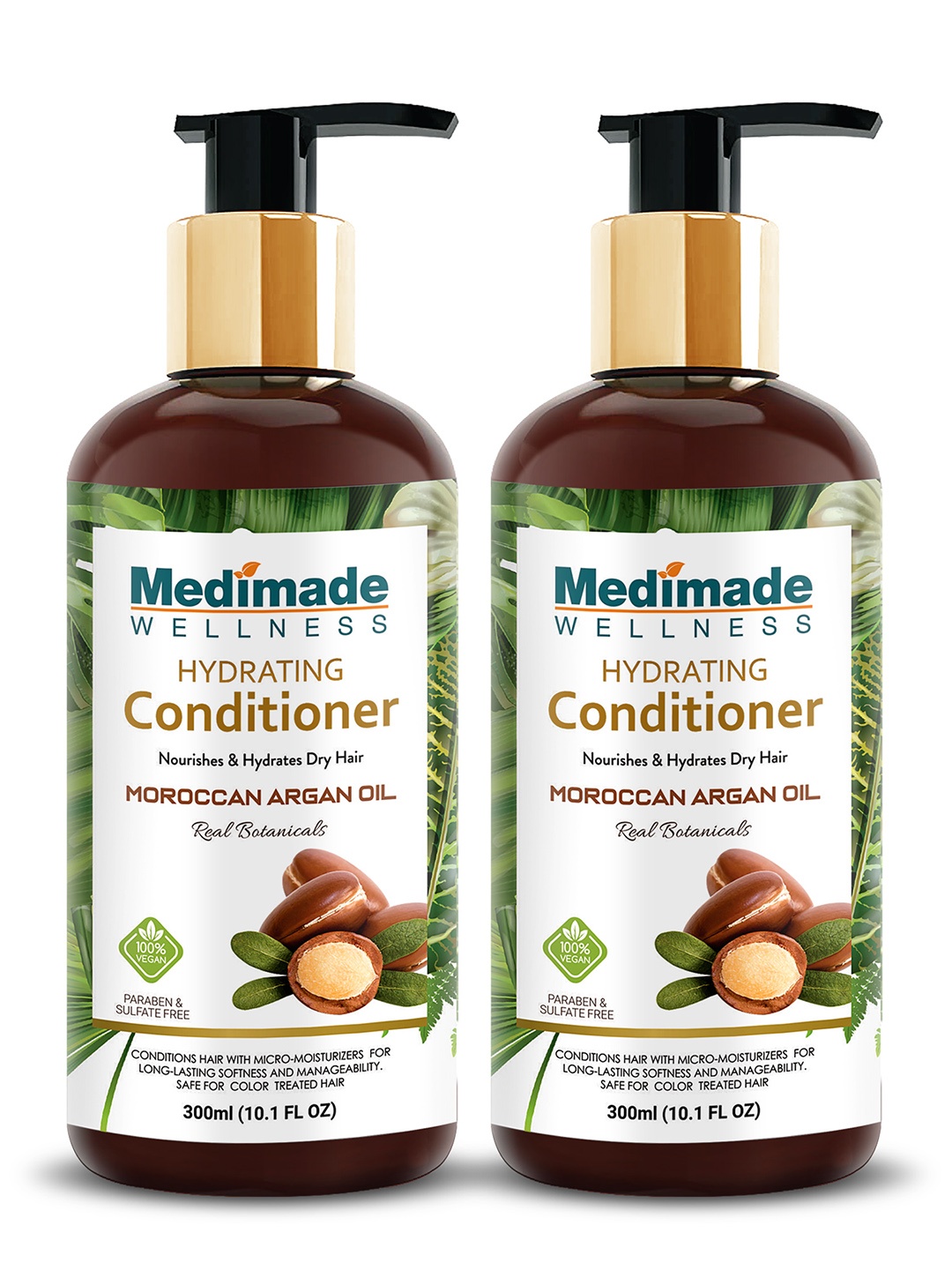 

Medimade Pack of 2 Hydrating Conditioner with Moroccan Argan Oil - 300 ml Each, White