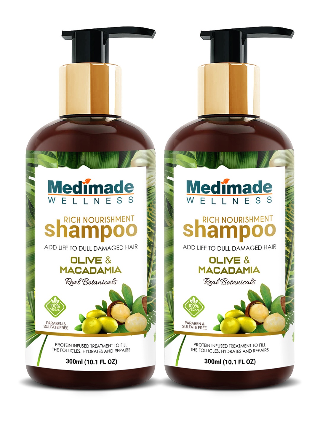 

Medimade Pack of 2 Olive and Macadamia Shampoo 600 ml