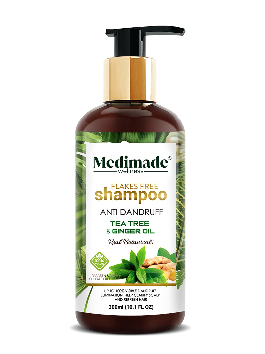 

Medimade Anti Dandruff Shampoo with Tea Tree and Ginger Oil - 300 ml, White