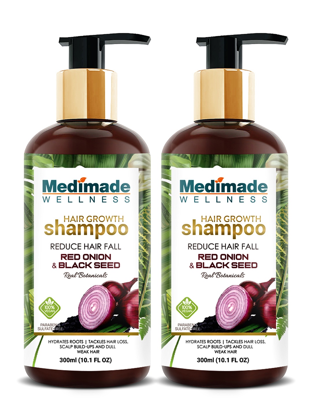 

Medimade Pack of 2 Hair Growth Shampoo with Red Onion and Black Seed Oil - 300ml Each, White