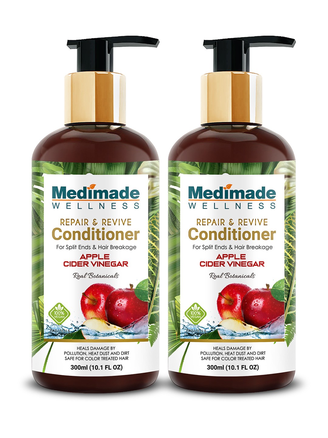 

Medimade Unisex Pack of 2 Repair and Revive Conditioner with Organic Apple Cider Vinegar, White