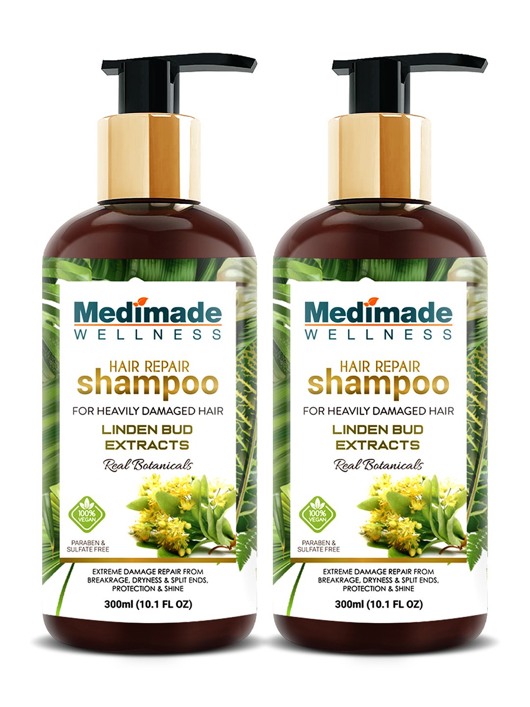 

Medimade Pack of 2 Hair Repair Shampoo with Linden Bud Extracts, White