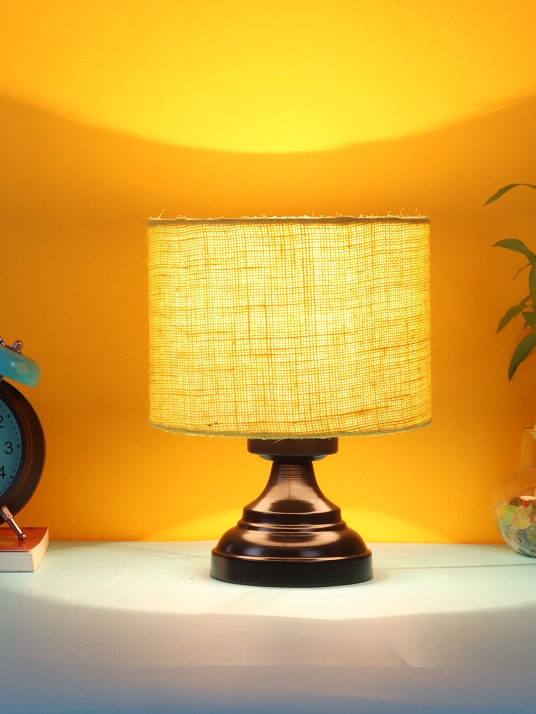 

Devansh Yellow Jute Table lamp with Iron Base