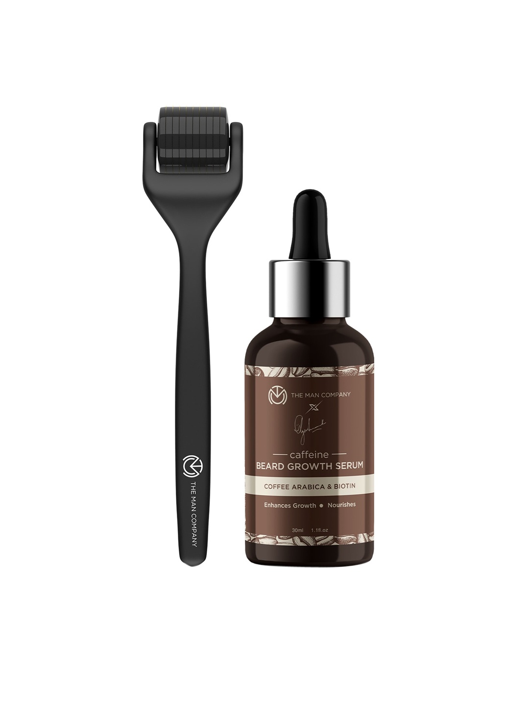 

The Man Company Derma Roller & Caffeine Beard Growth Serum Set, Black