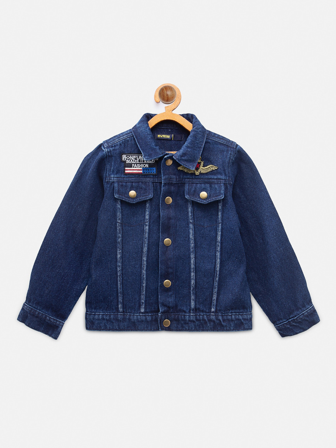 

NYNSH Boys Blue Washed Crop Denim Jacket