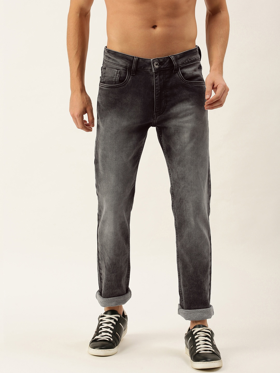 

Flying Machine Men Grey Michael Michael Slim Tapered Fit Heavy Fade Stretchable Jeans