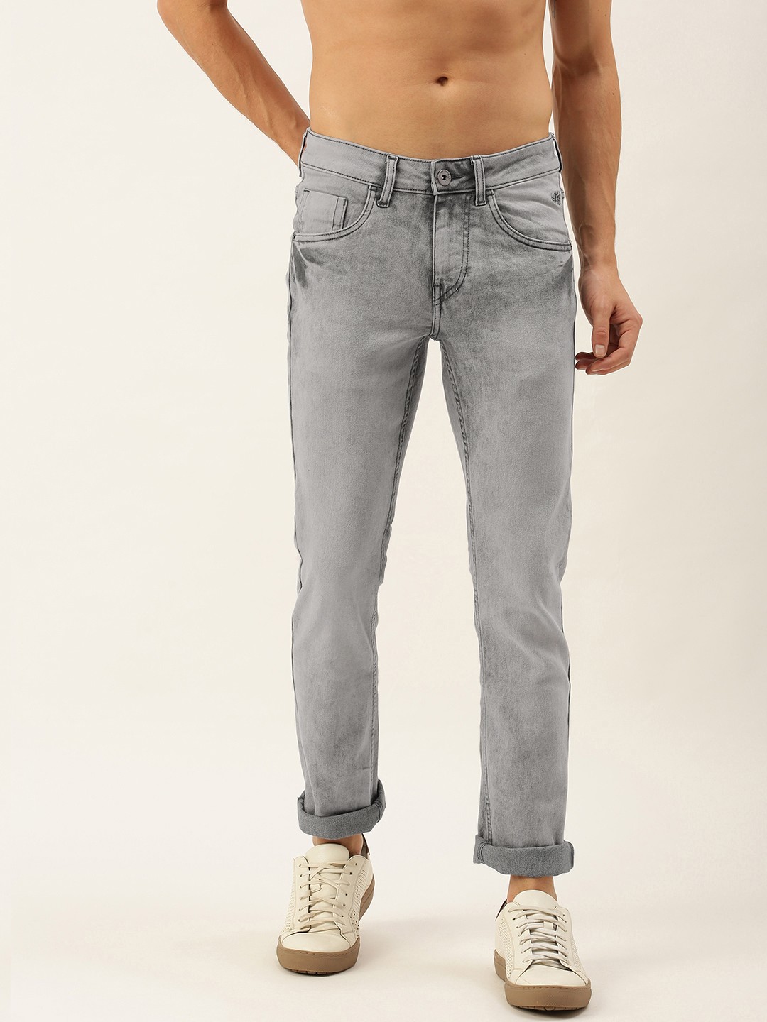 

Flying Machine Men Grey Slim Fit Low-Rise Heavy Fade Stretchable Jeans
