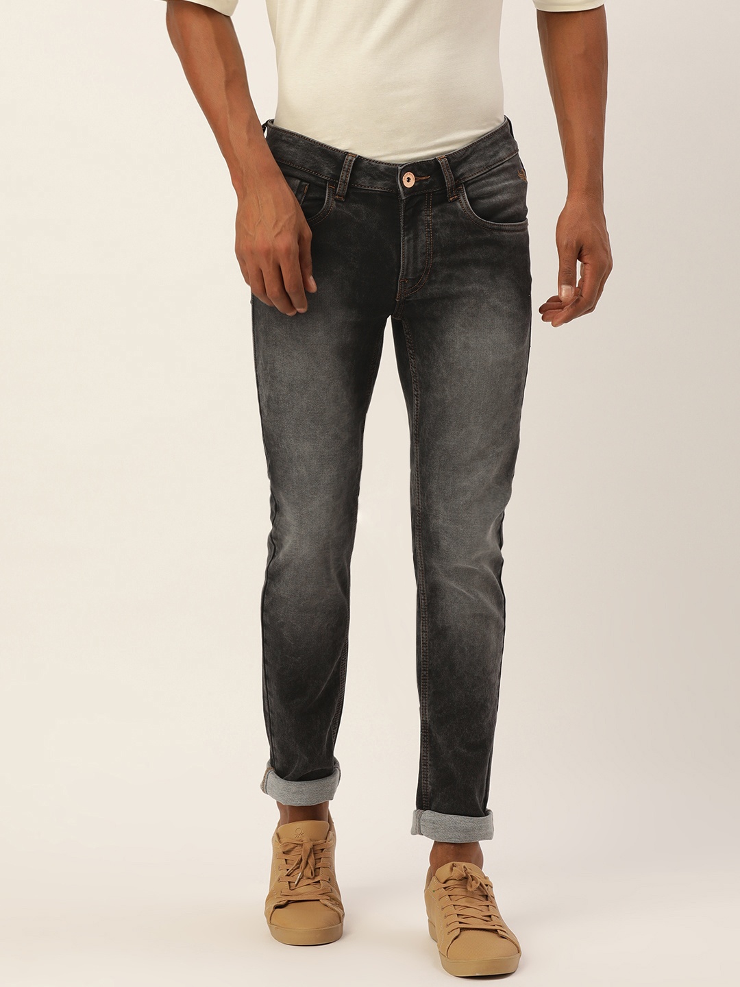 

Flying Machine Men Black Skinny Jackson Fit Mid-Rise Light Fade Stretchable Jeans