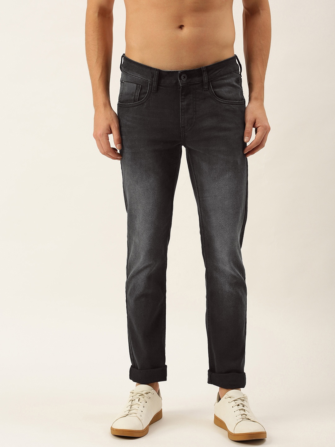 

Flying Machine Men Black Slim Fit Low-Rise Light Fade Stretchable Jeans