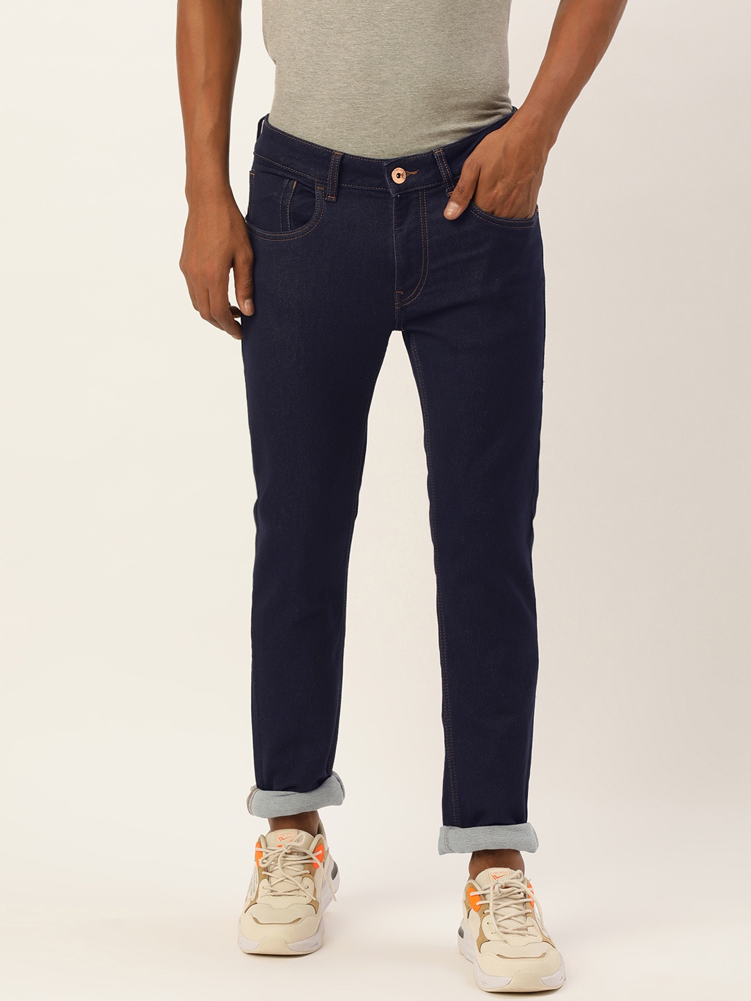

Flying Machine Men Navy Blue Micheal Slim Fit Mid-Rise Clean Look Jeans