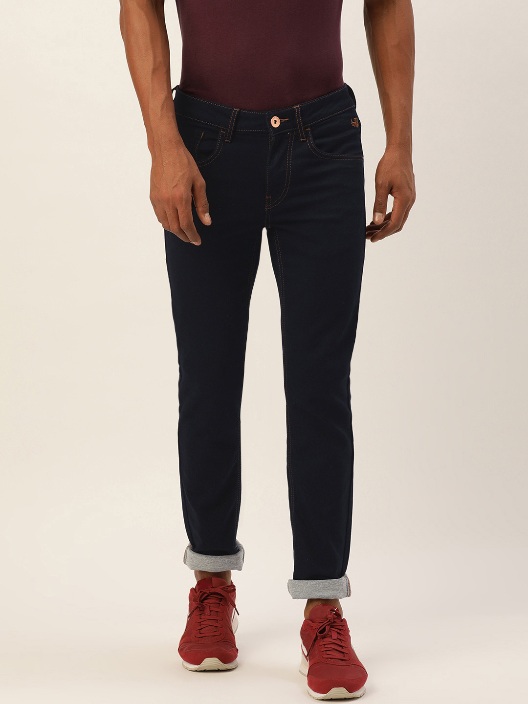 

Flying Machine Men Navy Blue Skinny Jackson Fit Mid-Rise Jeans