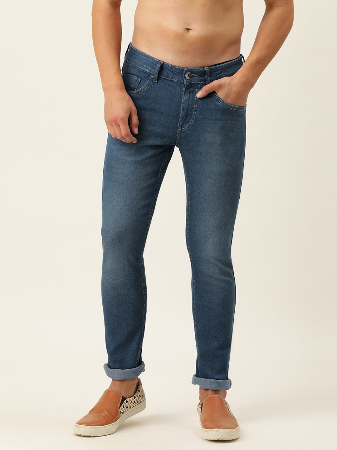 

Flying Machine Men Blue Slim Fit Low-Rise Light Fade Stretchable Jeans