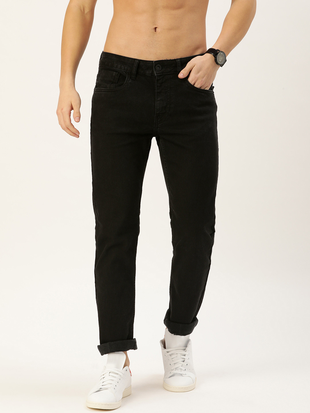 

Flying Machine Men Black Michael Slim Tapered Fit Mid-Rise Stretchable Jeans