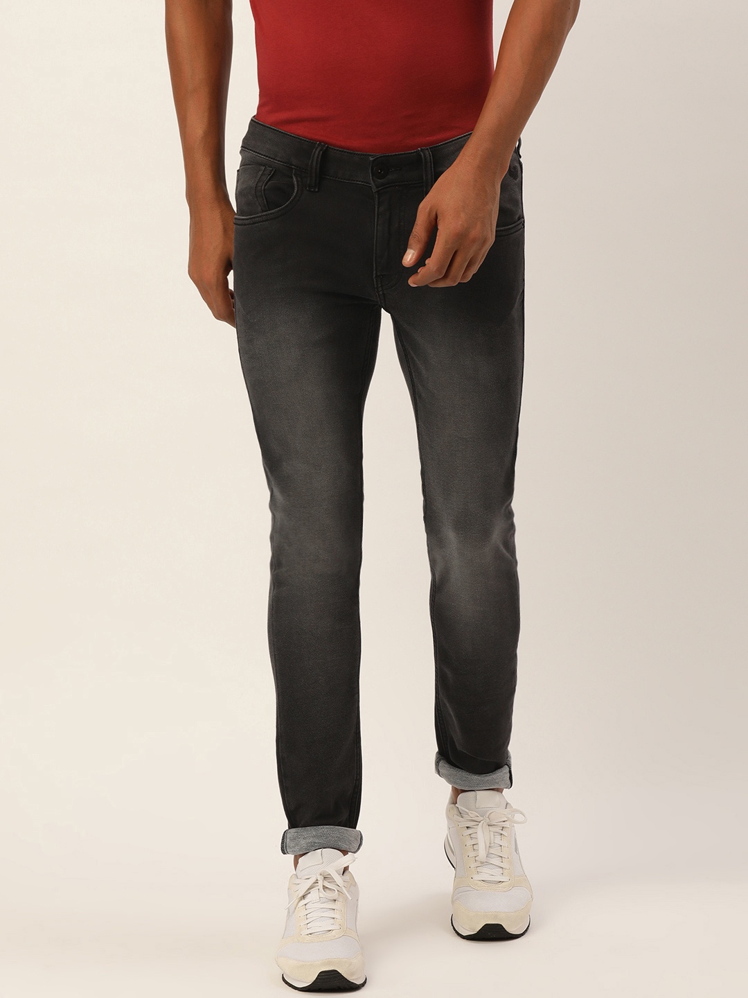 

Flying Machine Men Black Skinny Jackson Fit Mid-Rise Light Fade Jeans