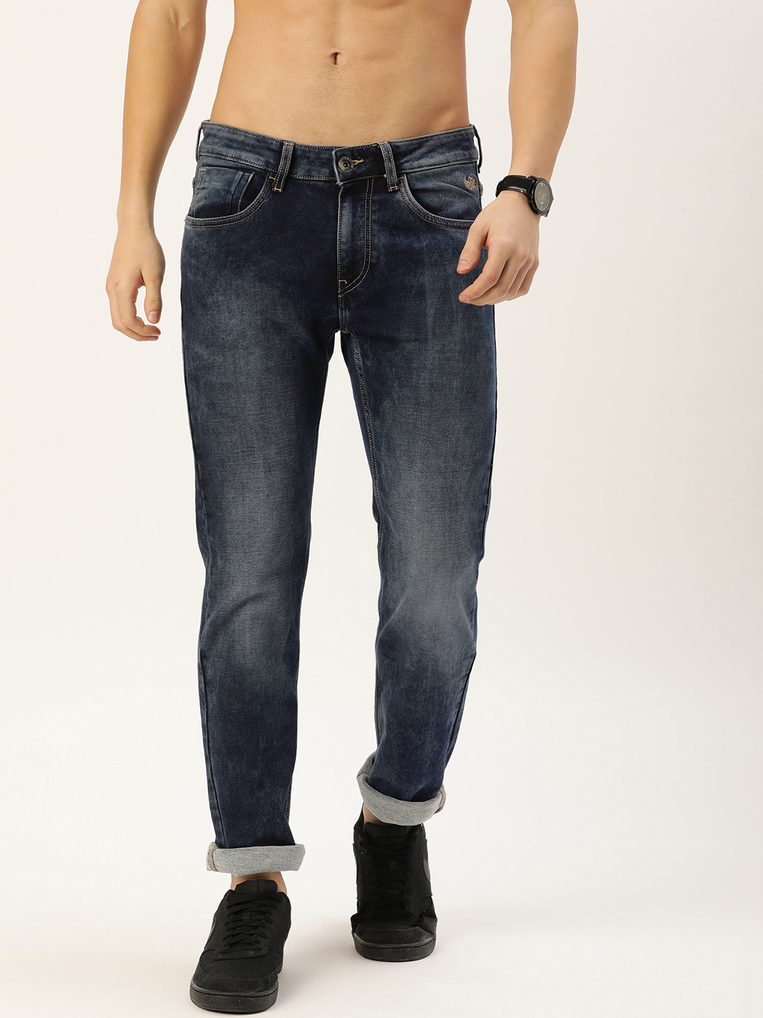 

Flying Machine Men Blue Michael Slim Tapered Fit Heavy Fade Mid-Rise Stretchable Jeans