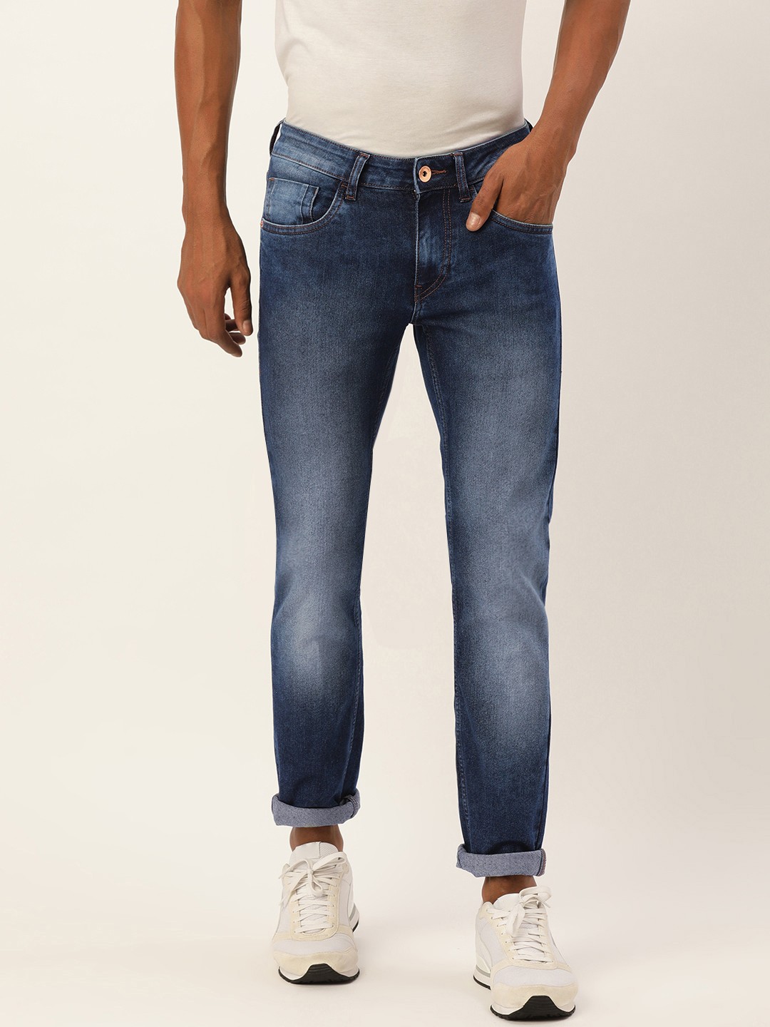 

Flying Machine Men Blue Jackson Skinny Fit Low-Rise Heavy Fade Jeans