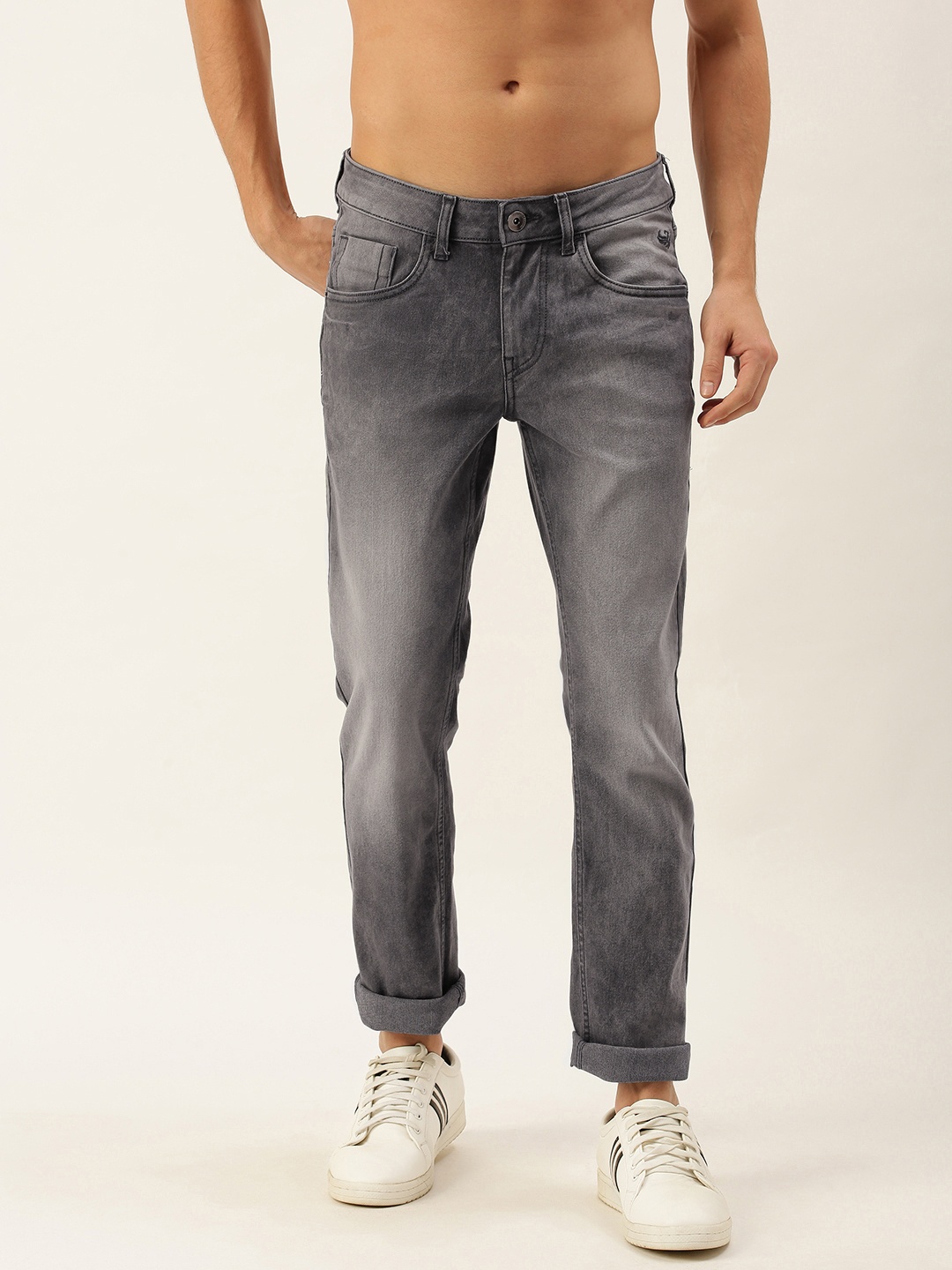 

Flying Machine Men Grey Skinny Jackson Fit Low-Rise Heavy Fade Stretchable Jeans
