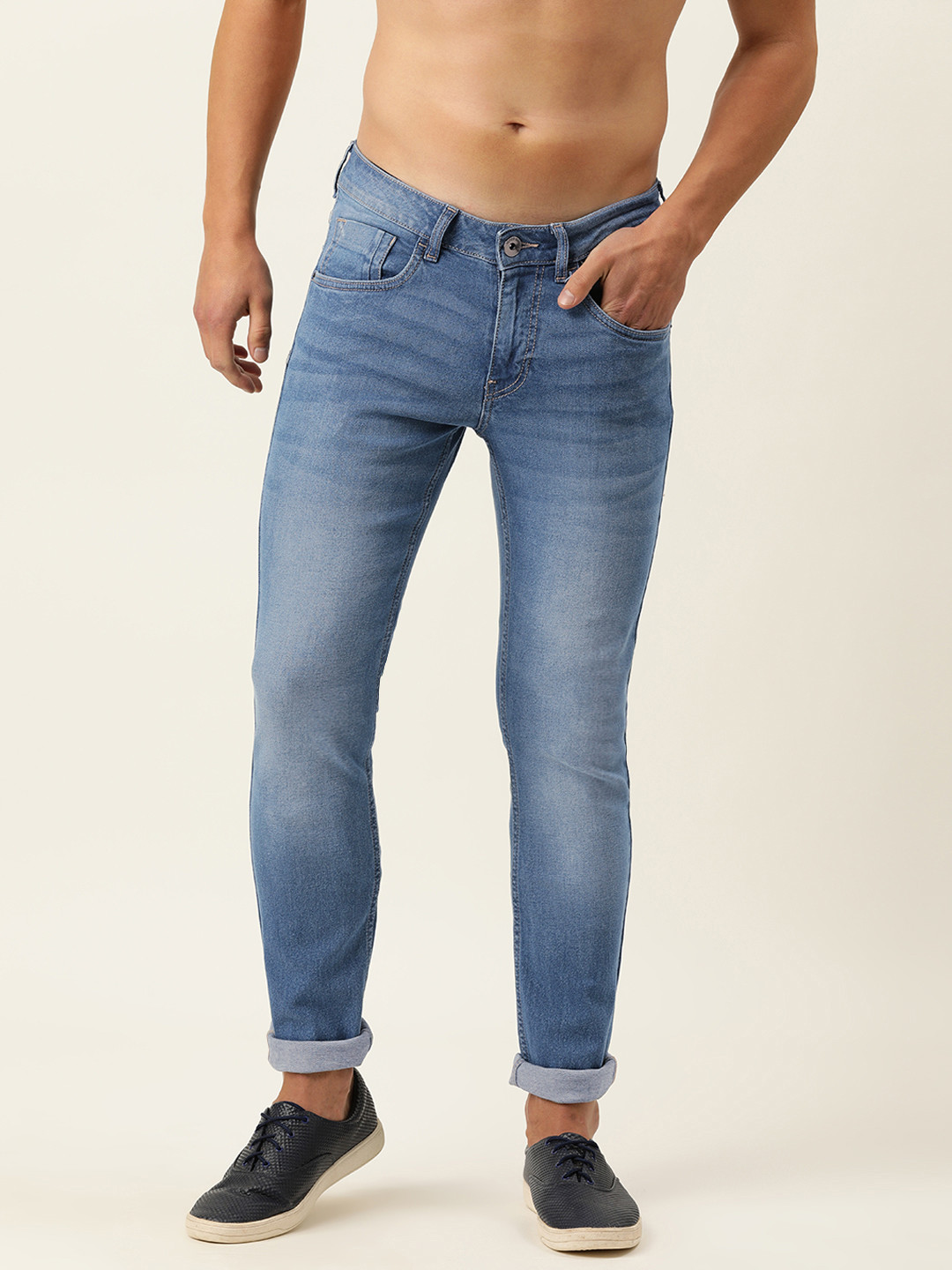 

Flying Machine Men Blue Slim Fit Low-Rise Light Fade Stretchable Jeans