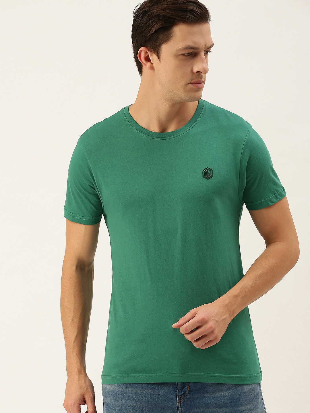 

Flying Machine Men Green Pure Cotton T-shirt