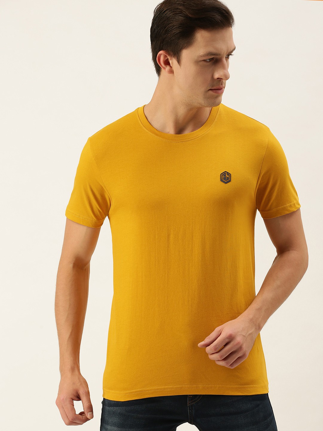 

Flying Machine Men Mustard Yellow Solid T-shirt