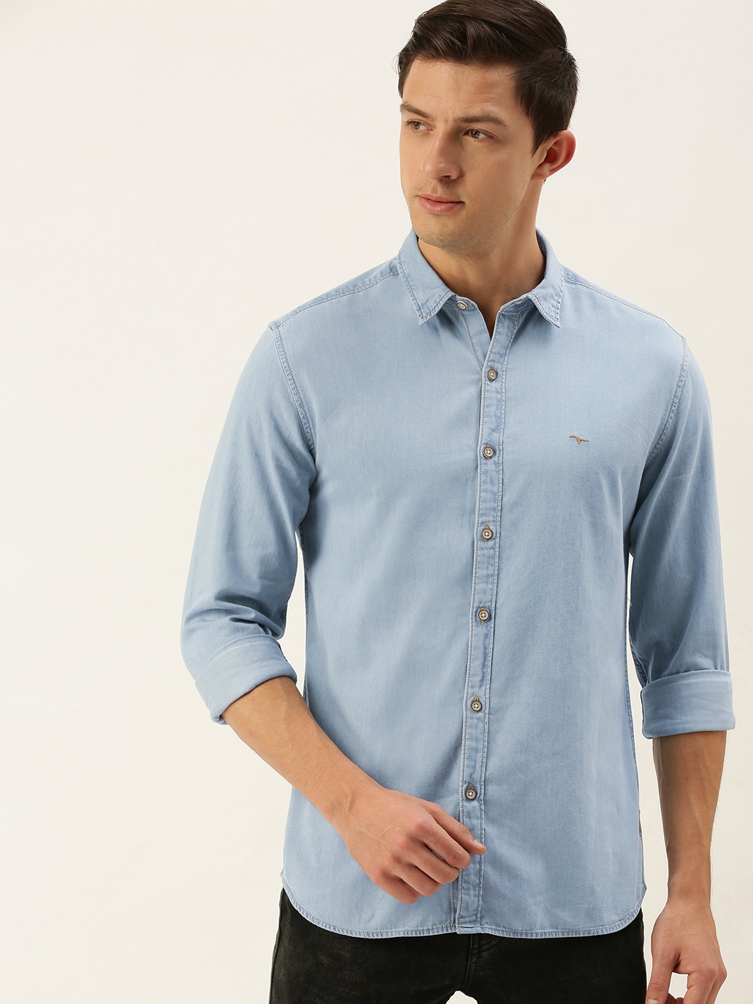 

Flying Machine Men Blue Solid Slim Fit Casual Shirt