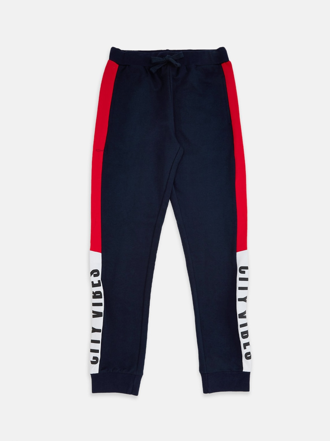 

Pantaloons Junior Boys Blue & Red Colourblocked Pure Cotton Joggers