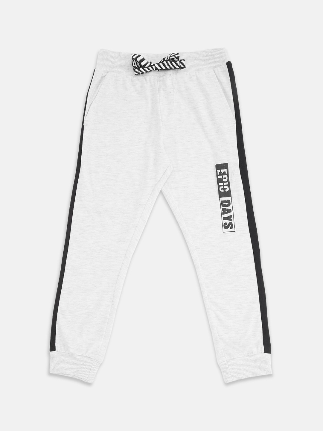 

Pantaloons Junior Boys Grey Melange & Black Solid Regular Fit Pure Cotton Joggers