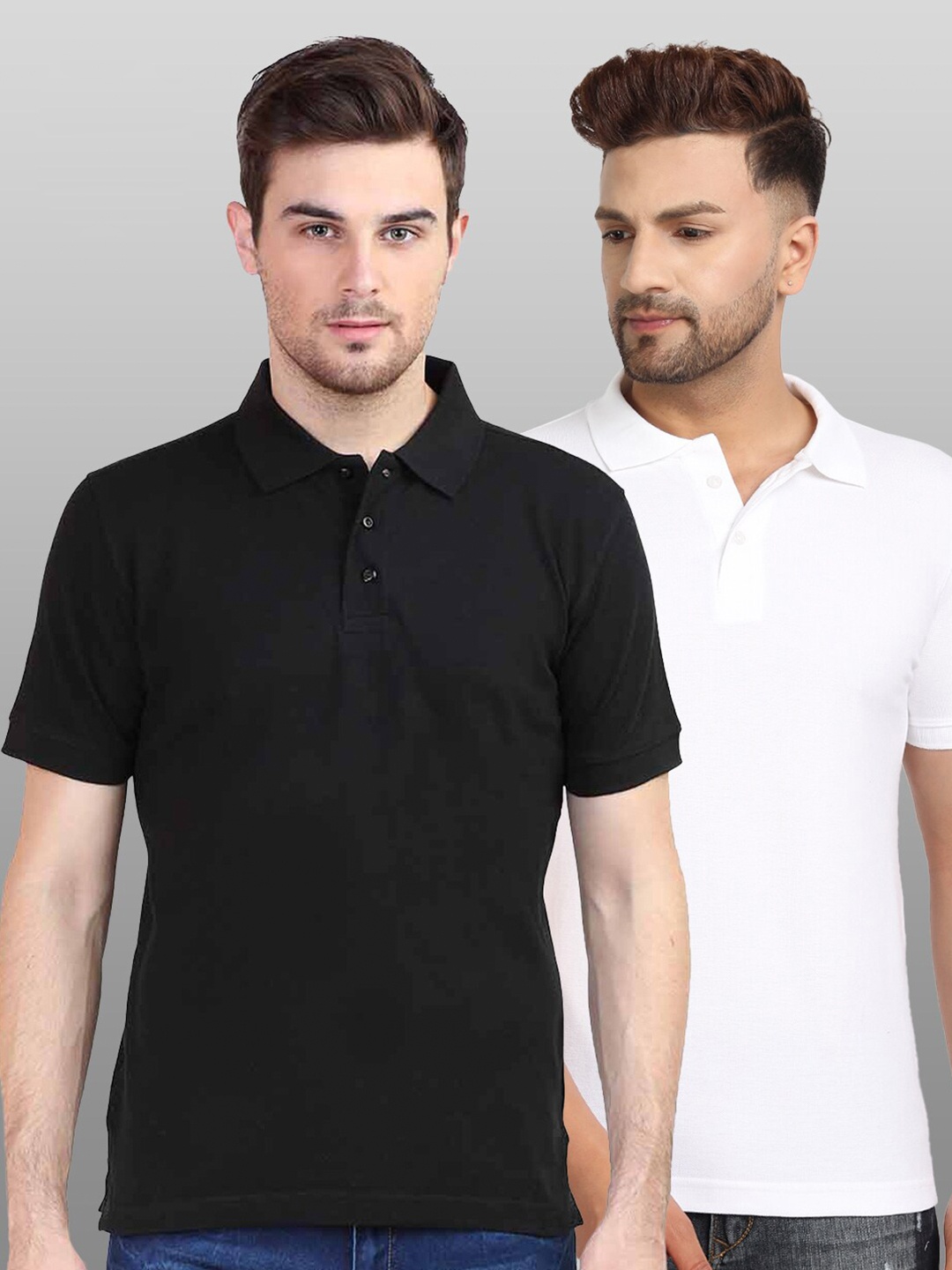 

BE AWARA Men Set of 2 Multi Polo Collar T-shirts