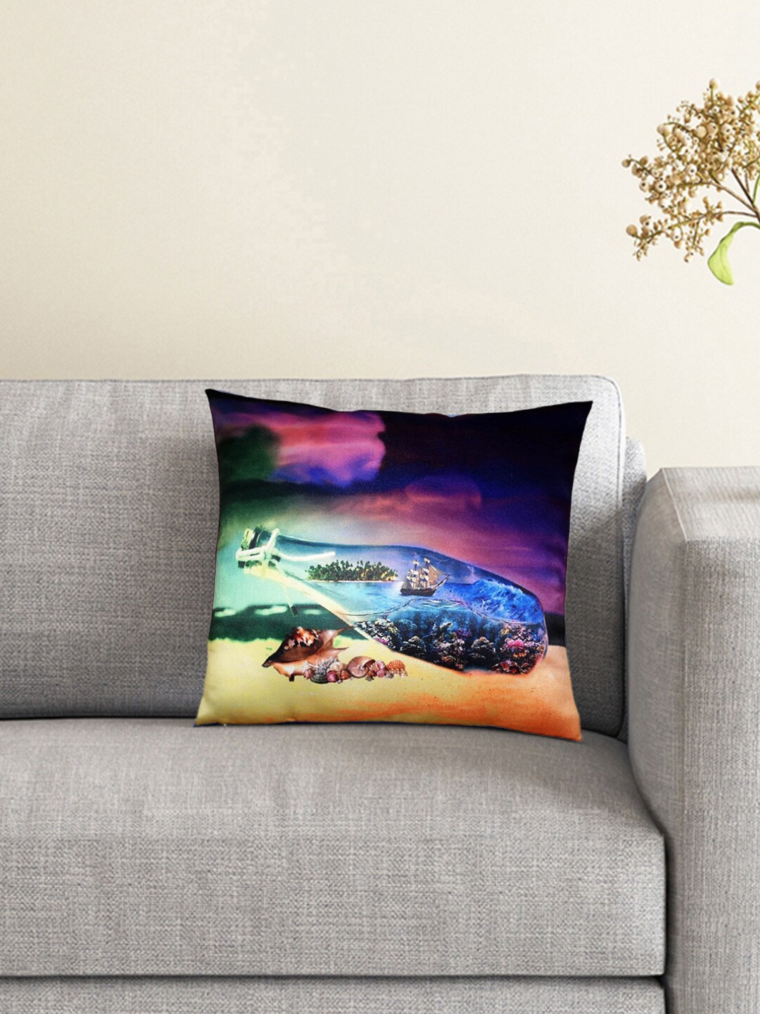 

Lushomes Violet & Blue Digital Printed Square Cushion Covers