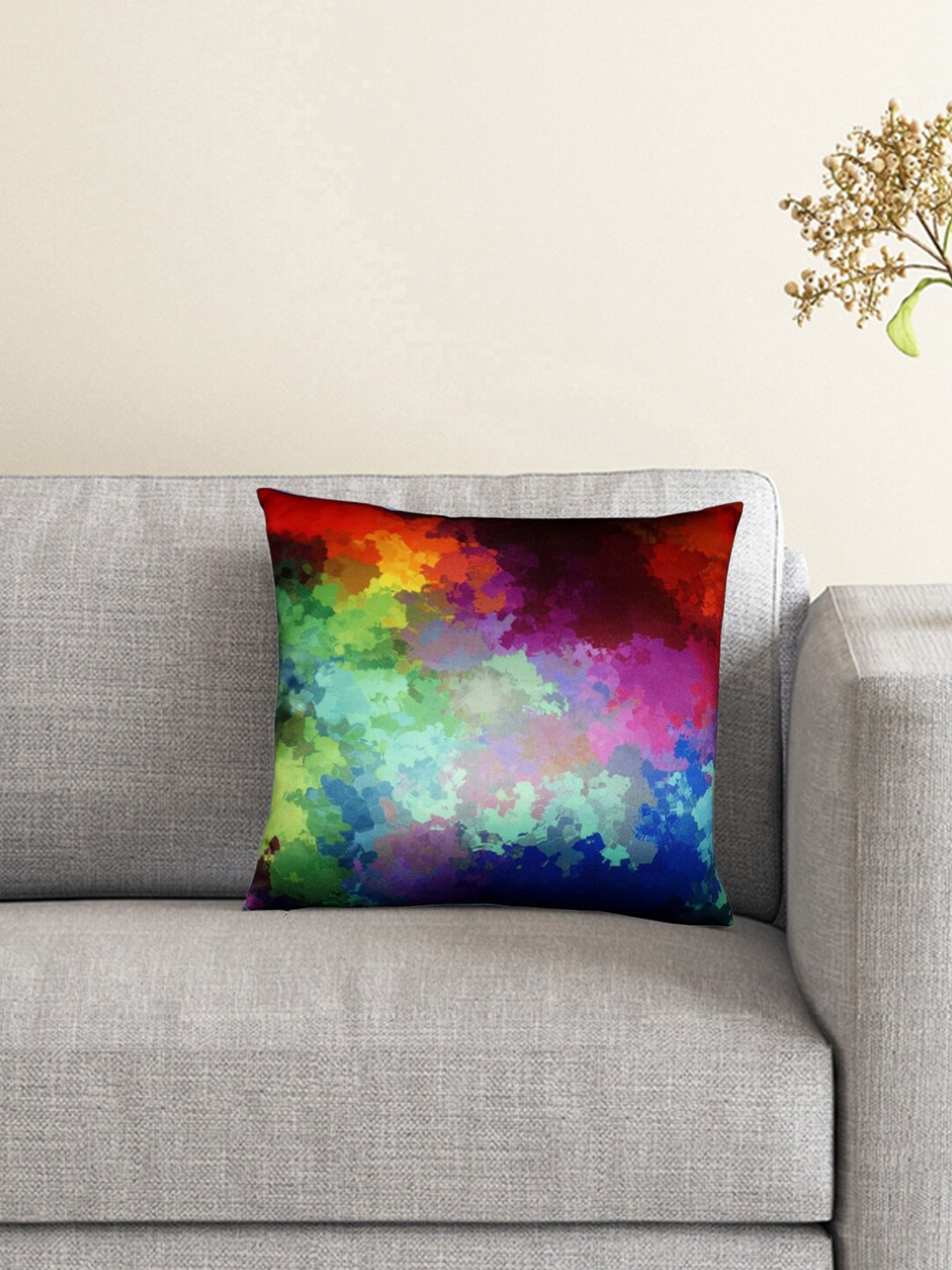 

Lushomes Multicoloured Abstract Square Cushion Cover, Multi