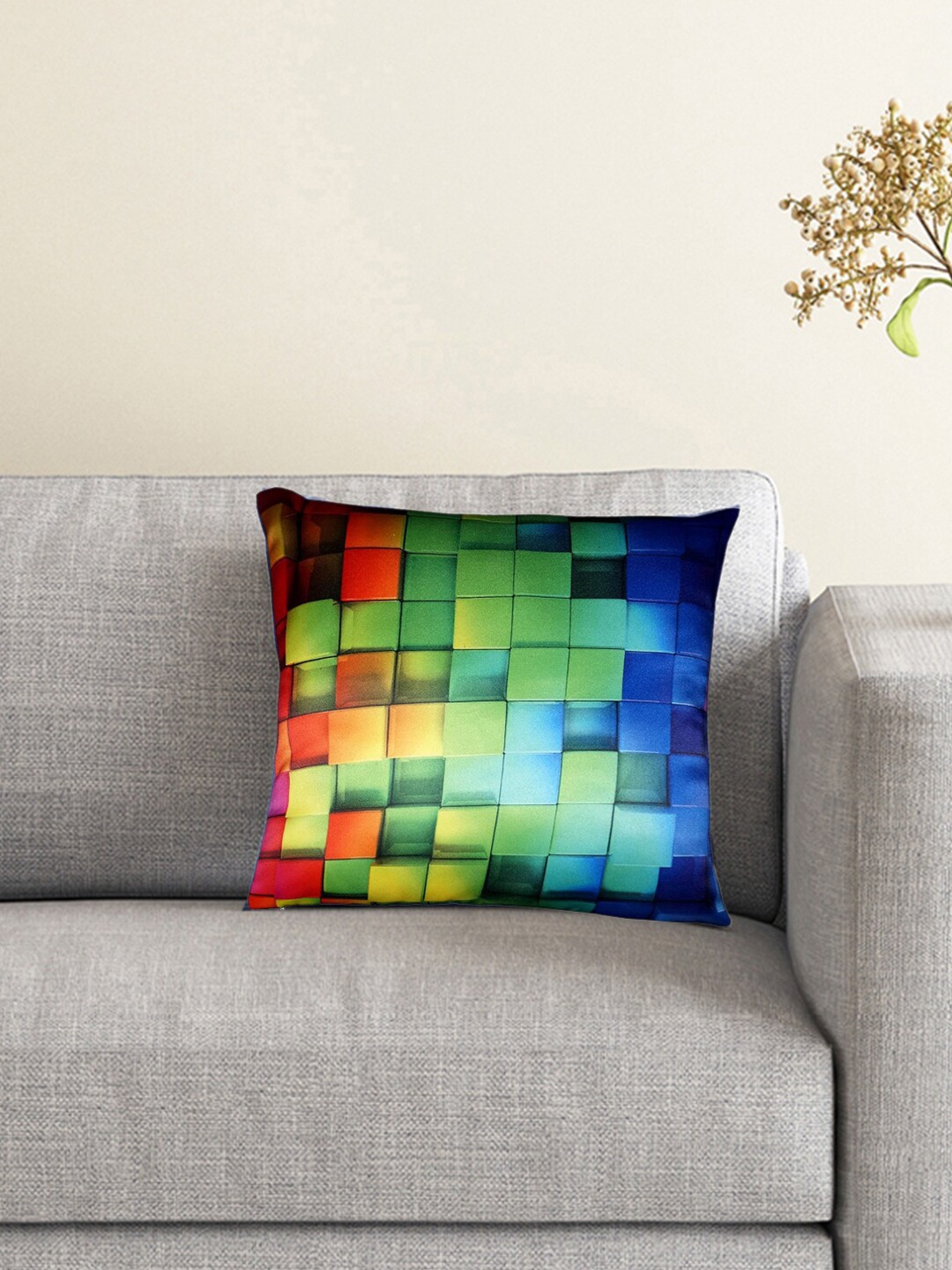 

Lushomes Blue & Green Geometric Square Cushion Covers
