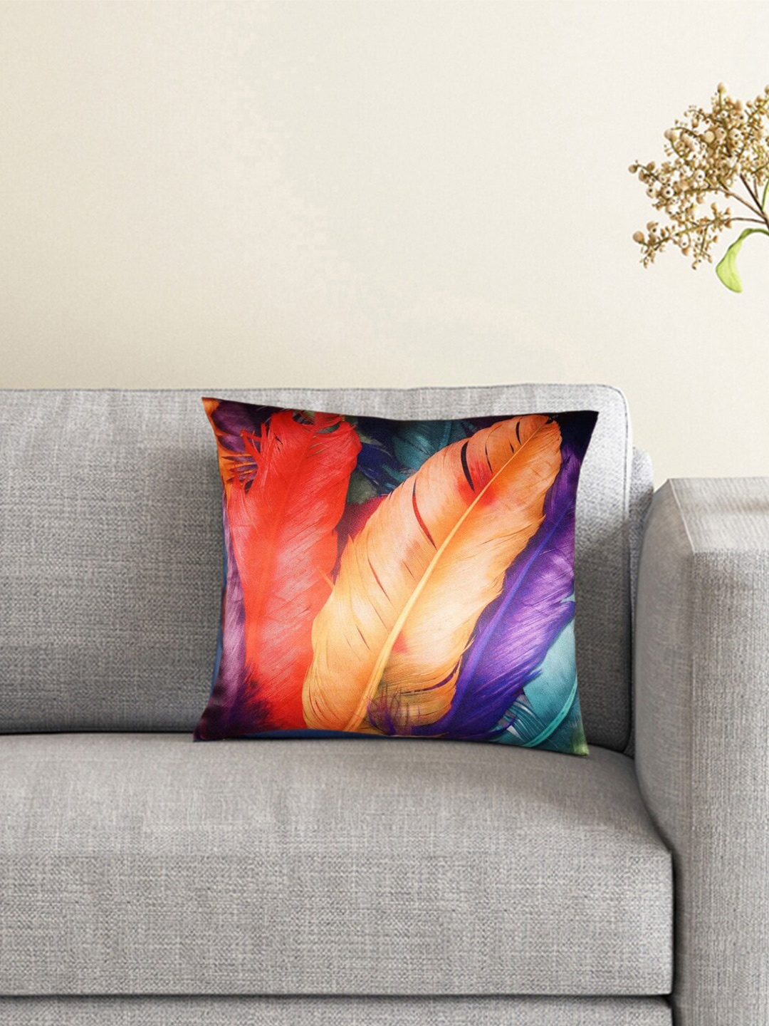 

Lushomes Multicoloured Floral Digital Printed Square Cushion Covers, Multi