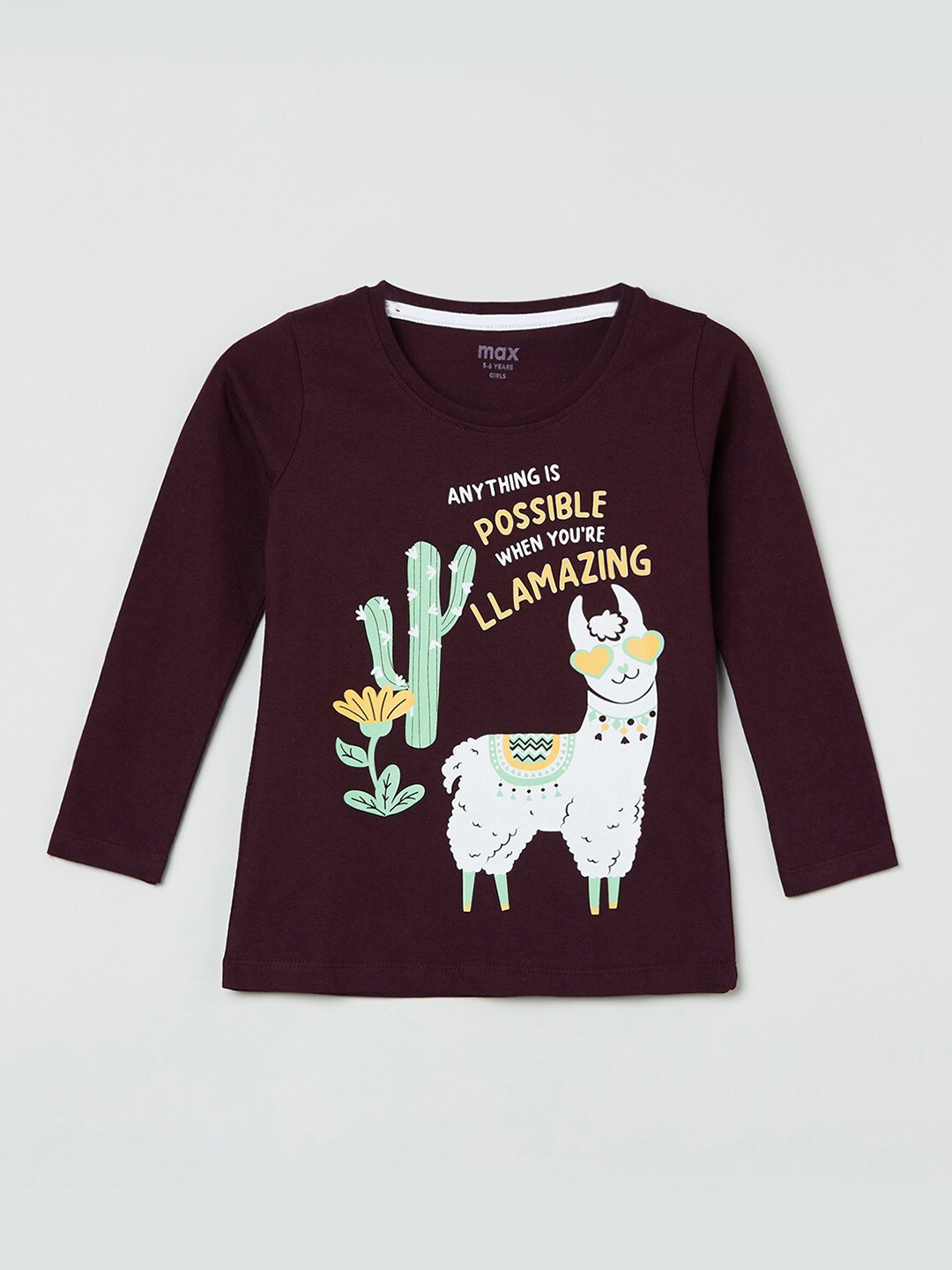 

max Girls Maroon Printed T-shirt