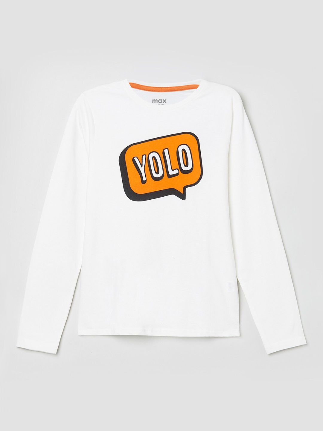 

max Boys White Printed Full Sleeve T-shirt