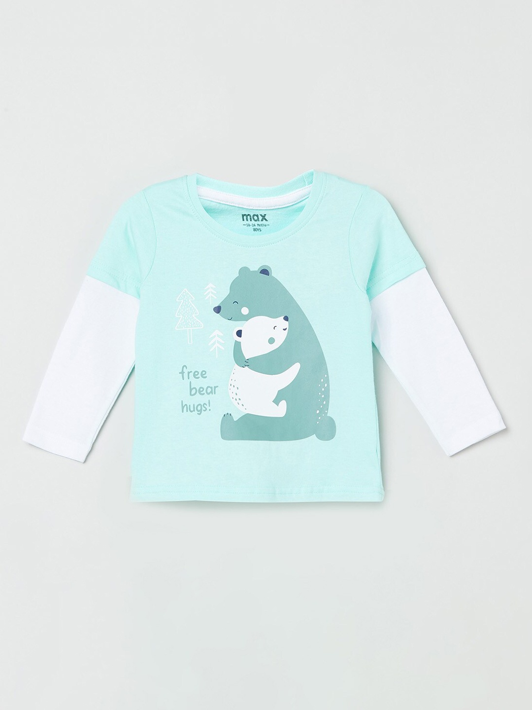 

max Boys Blue Printed Cotton T-shirt