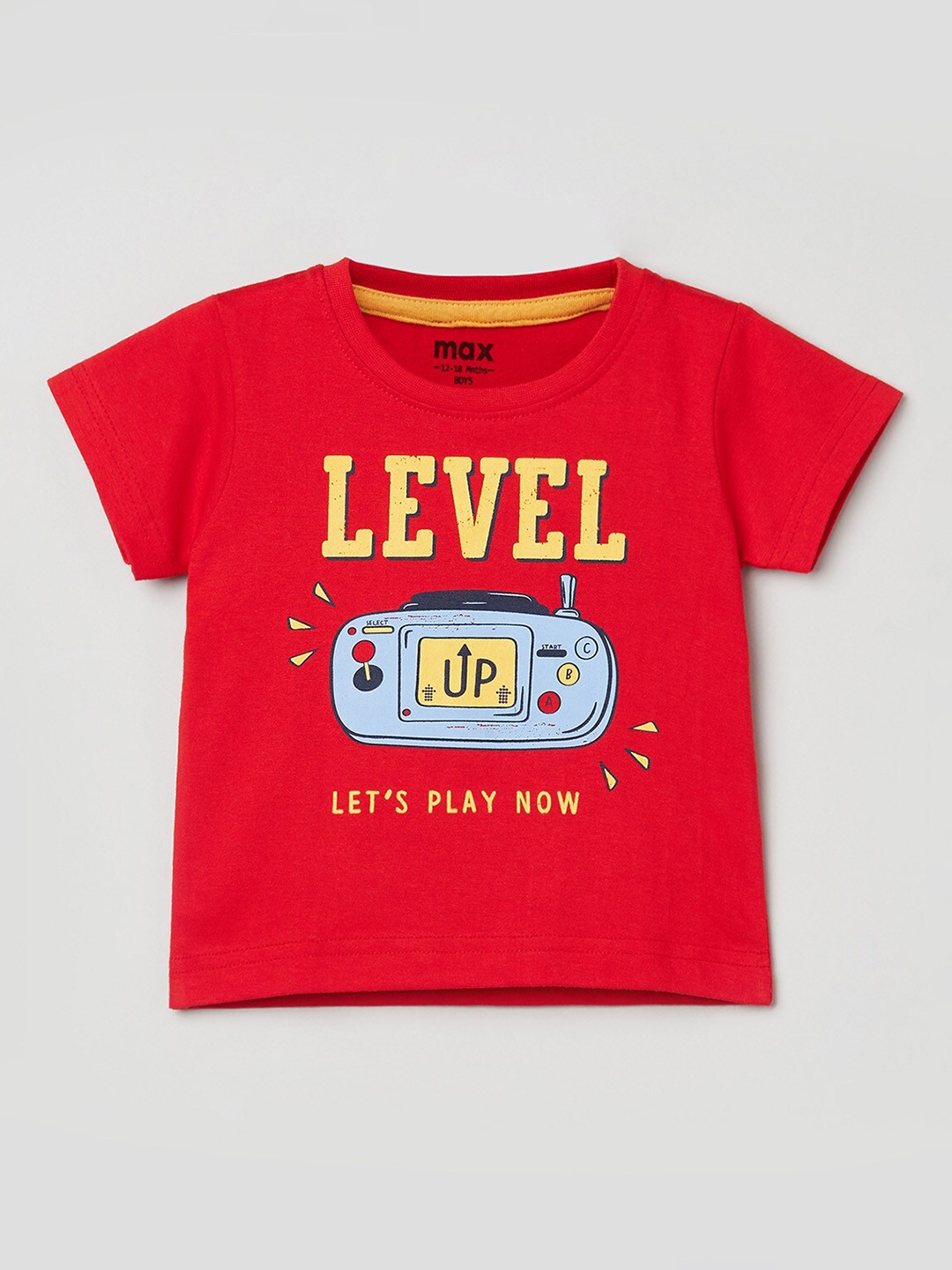 

max Boys Red Printed T-shirt