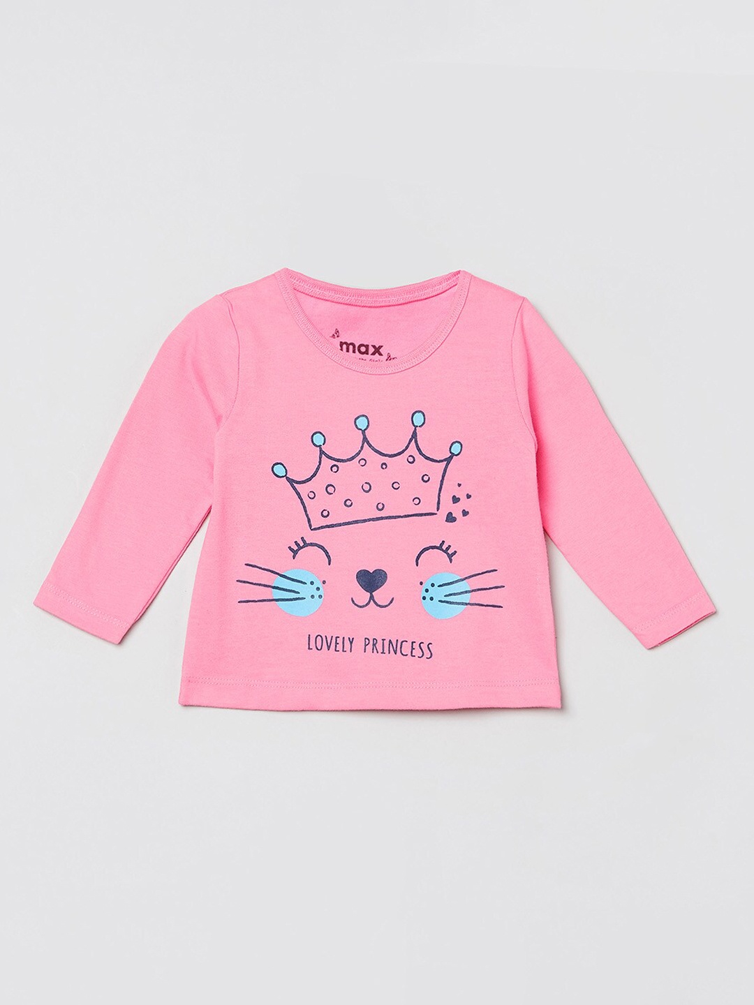 

max Girls Pink Printed T-shirt
