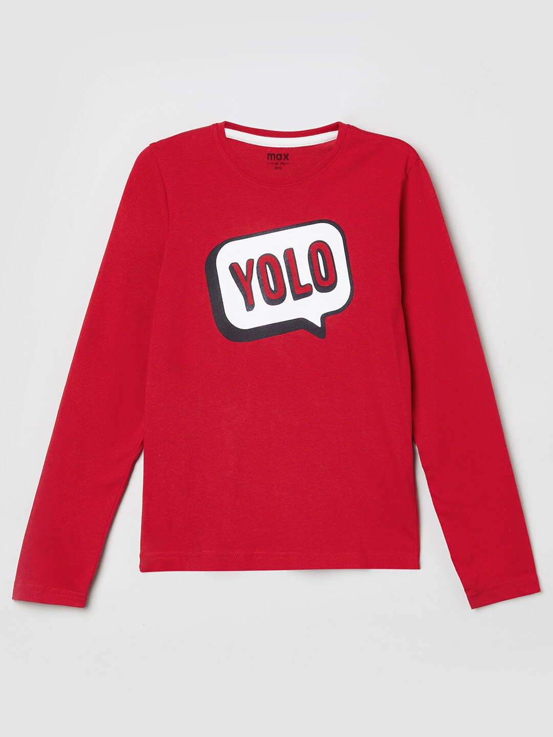 

Max Boys Red Typography Printed T-shirt