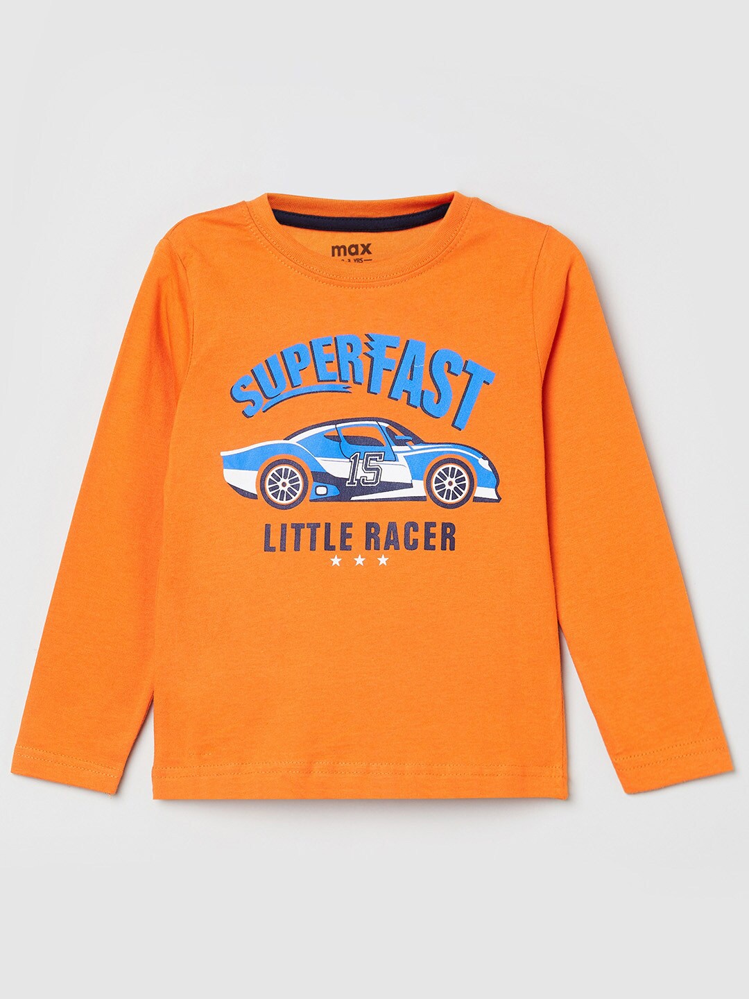

max Boys Orange & Blue Printed Round Neck T-shirt