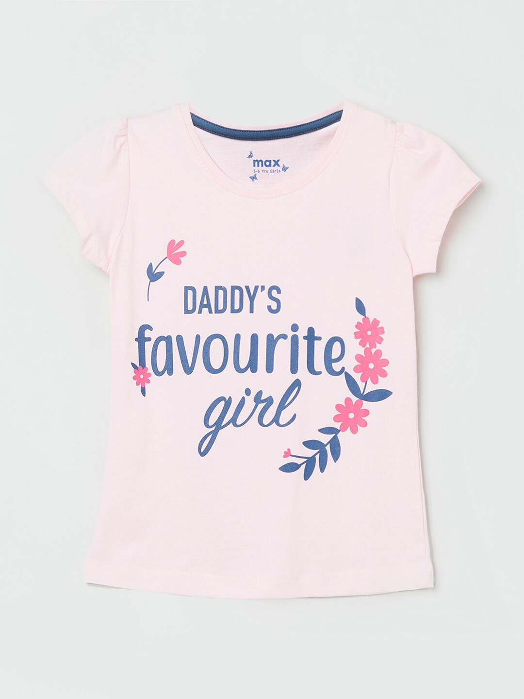 

max Girls Pink Typography Printed T-shirt