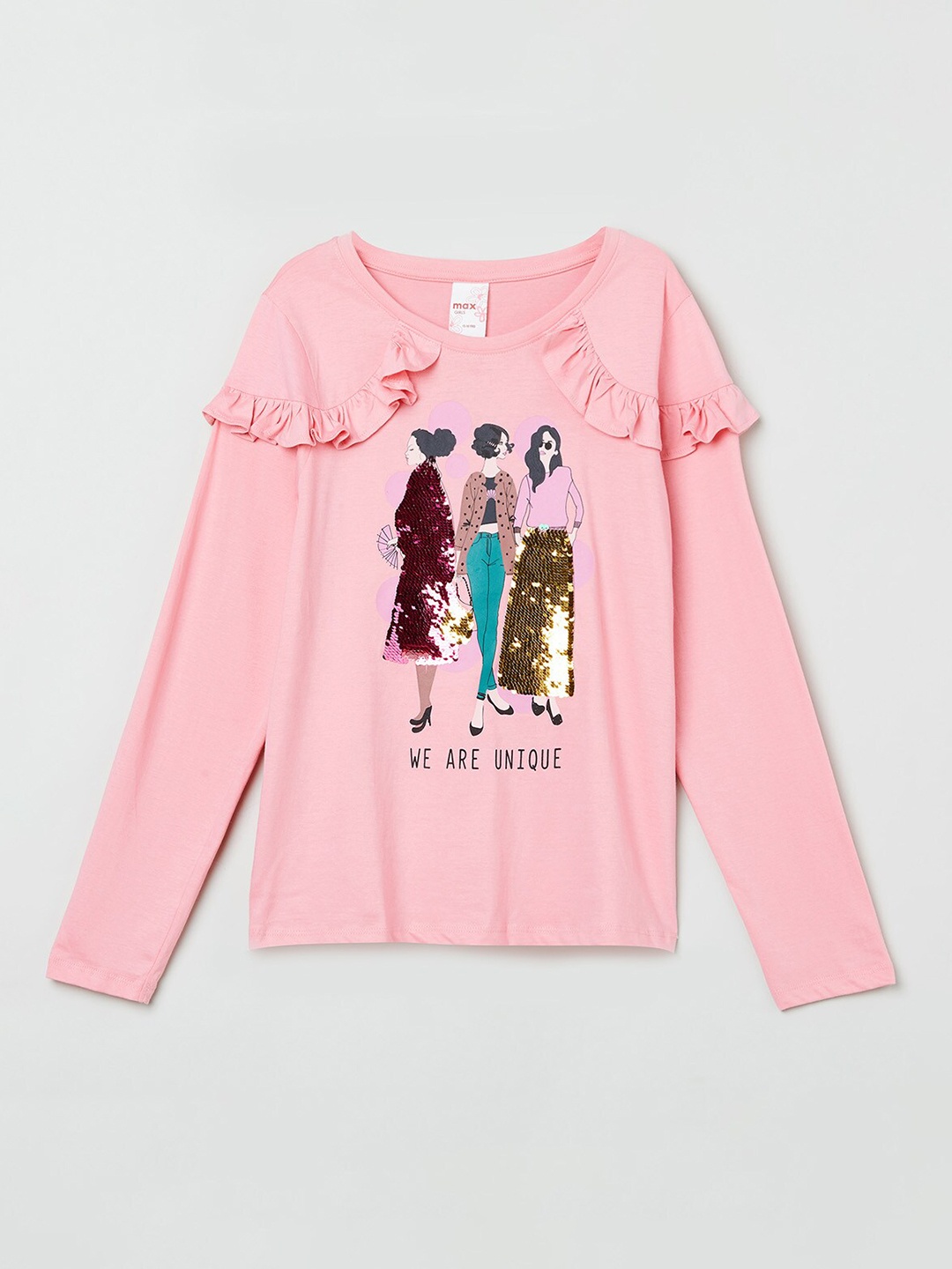 

Max Girls Pink Printed Pure Cotton T-shirt